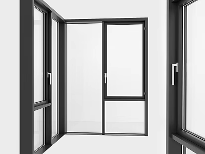 Modern Black Frame Casement Windows with Transparent Glass And Sleek Design 3d model