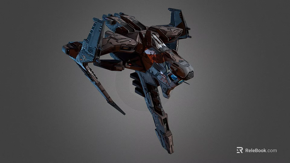 Futuristic Sci-Fi Fighter Craft With Detailed Mechanical Structure And Metallic Finish 3d model 