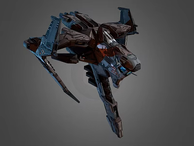 Futuristic Sci-Fi Fighter Craft With Detailed Mechanical Structure And Metallic Finish 3d model
