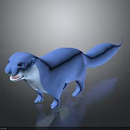 Blue Otter 3D Model Toy Figure With Shiny Surface On Dark Background 3d model