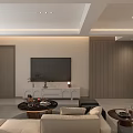 Modern Living Room Interior Design With Sofa Coffee Table TV And Wall Panels