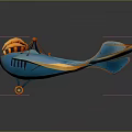 Blue Classic Biplane Passenger Airplane Model With Orange Wing And Propeller Details