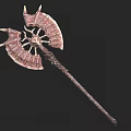 Ornate Axe Weapon Featuring Metallic Spiked Head And Intricate Textured Handle
