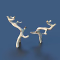 Elegant White Branch Decorative Sculptures Placed On Deep Blue Background 3d model