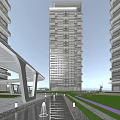 Modern High Rise Residential Building With Glass Facade Balconies Green Lawn and Contemporary Design