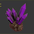 Vibrant Purple Crystal Cluster With Rough Brown Base On Dark Background