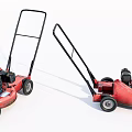 Red Manual Push Lawn Mowers As Agricultural Equipment For Garden Maintenance