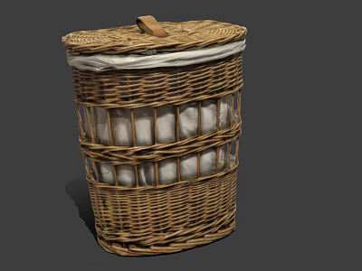 Woven Storage Basket with Lid and Handle for Home White Items Organization 3d model