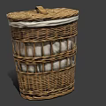 Woven Storage Basket with Lid and Handle for Home White Items Organization