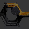 Sci Fi Weapon With Yellow Black Hexagonal Design Exodus Label Futuristic Structure 3d model