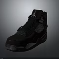 Black High Top Jordan Sneakers With Mesh Design And Gray Sole