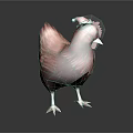 Realistic Standing Pink Hen Figure With Santa Hat And Red Comb
