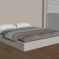Minimalist Bedroom Interior With Wooden Floor White Walls And Cozy Bed