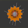 Advanced Military Weapon Featuring Orange Red Metal Parts And White Launch Tube Structure