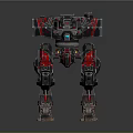 Futuristic Robot Character And Mechanical Creature With Red Black Transparent Armor