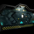 Industrial Sci Fi Hatch Door With Arrows Number 3543 Warning Sign And Caution Stripes