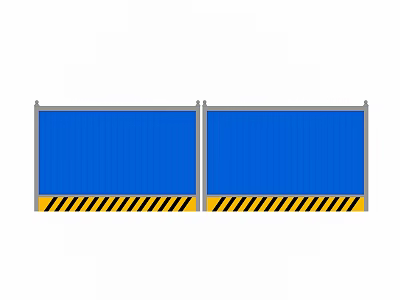 Blue Construction Barrier With Yellow And Black Warning Striped Base Panels 3d model