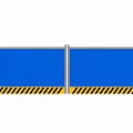 Blue Construction Barrier With Yellow And Black Warning Striped Base Panels 3d model