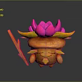 Cute Cartoon Character With Orange Body Pink Yellow Flower Head And Lightning Element