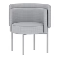 Modern Single Chair With Brown Beige Velvet Upholstery And Metal Legs Design