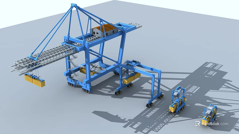 Industrial Gantry Crane And Forklift Equipment For Efficient Port Container Handling Operations 3d model 