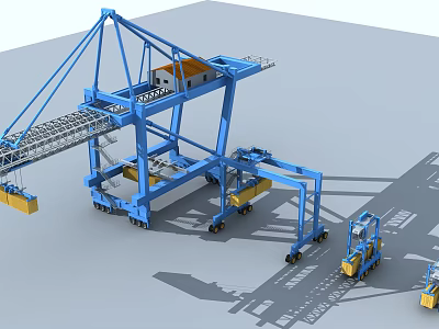 Industrial Gantry Crane And Forklift Equipment For Efficient Port Container Handling Operations 3d model