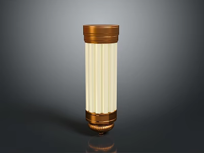 Golden And White Ribbed Decorative Column Furniture With Ornate Base And Top 3d model