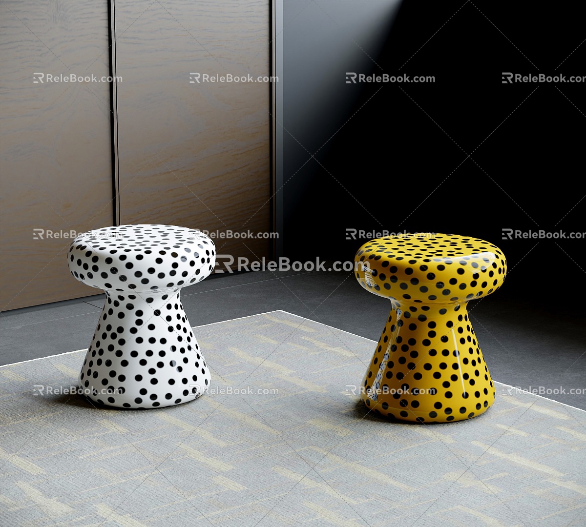 Modern Side Table Small Coffee Table Single Stool Shoe Changing Stool Round Stool 3d model