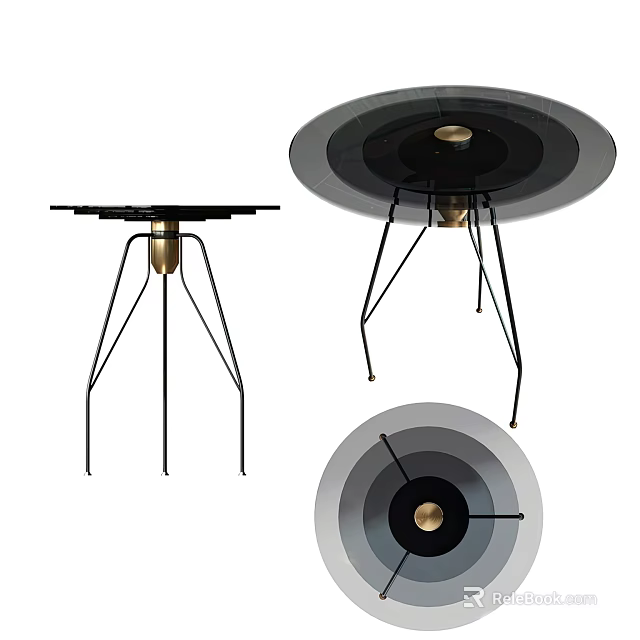 Modern Side Table With Round Top Black Gold Metal Legs And Stylish Design 3d model 