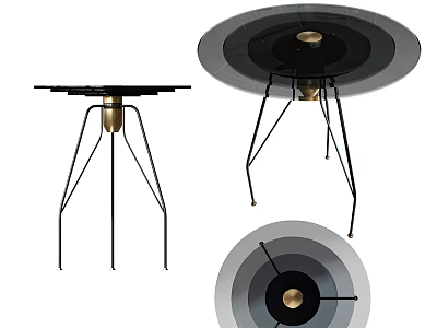 Modern Side Table With Round Top Black Gold Metal Legs And Stylish Design 3d model