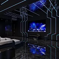 Modern SPA Sauna Room With Starry Sky Ceiling Blue Lighting And White Lounge Chairs