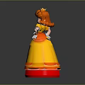3D Princess Character in Yellow Dress with Orange Hair White Gloves and Crown