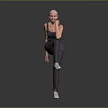 A Fit Woman In Sportswear Standing With One Leg Lifted And Hand On Face