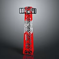 Red and White Steel Frame Communication Tower with Top Platform and Railings