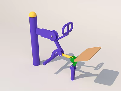 Outdoor Sports Equipment With Purple Post Yellow Top Green Connector And Brown Seat 3d model