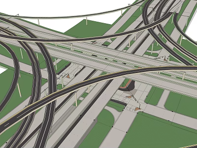 Multi Level Road Infrastructure Featuring Complex Interchange And Interconnected Elevated Lanes 3d model