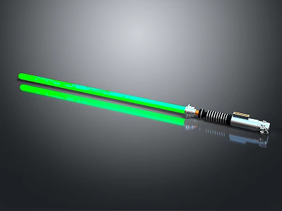Green Glowing Lightsaber Weapon With Metallic Hilt And Bright Illuminated Beam 3d model