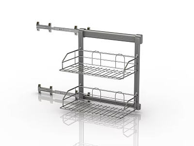 Modern Metal Wall Mounted Shoe Rack with Two Tier Design for Home Organization 3d model