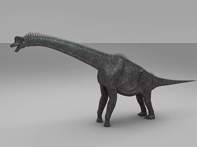 Sauropod Dinosaur Reptile With Long Neck Textured Skin And Standing Posture On Gray Background 3d model