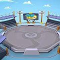 Sports Equipment For Circular Arena With Spectator Stands Lighting And Central Platform