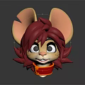 Cartoon Mouse Character With Red Hair Big Ears And Friendly Expression In Red Outfit