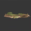 Modern Terrain Model With Rocky Formations And Lush Green Vegetation Details
