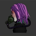 Firefighting Breathing Apparatus With Green Respirator Mask And Black Connecting Tubes