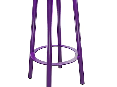 Stylish Purple Bar Stool with Tall Metal Legs and Circular Footrest Design 3d model