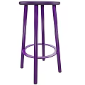 Stylish Purple Bar Stool with Tall Metal Legs and Circular Footrest Design