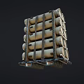 Military Weapons Cylindrical Artillery Shells Stacked on Wooden Rack for Storage