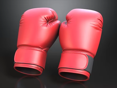 Red Leather Boxing Gloves Pair For Training And Combat Sports 3d model