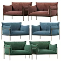 Modern Upholstered Single Sofas with Metal Frame in Red Blue Green Colors 3d model