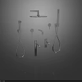 Modern Chrome Shower System With Handheld Sprayer Overhead Head And Components