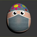 Decorative Ornament Set Featuring Painted Egg With Flowers Eyes And Mask